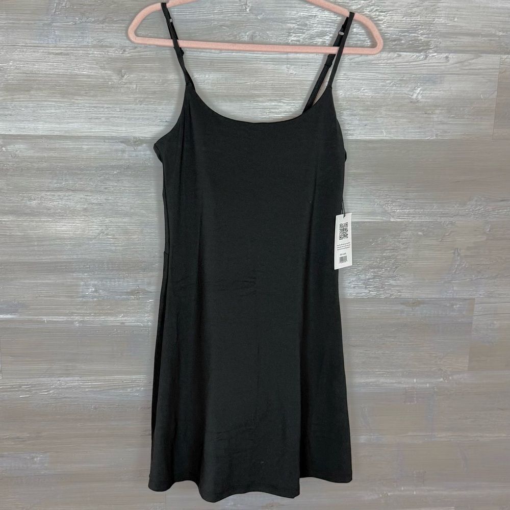 Girlfriend Collective Black Tennis Dress with Built In Shorts